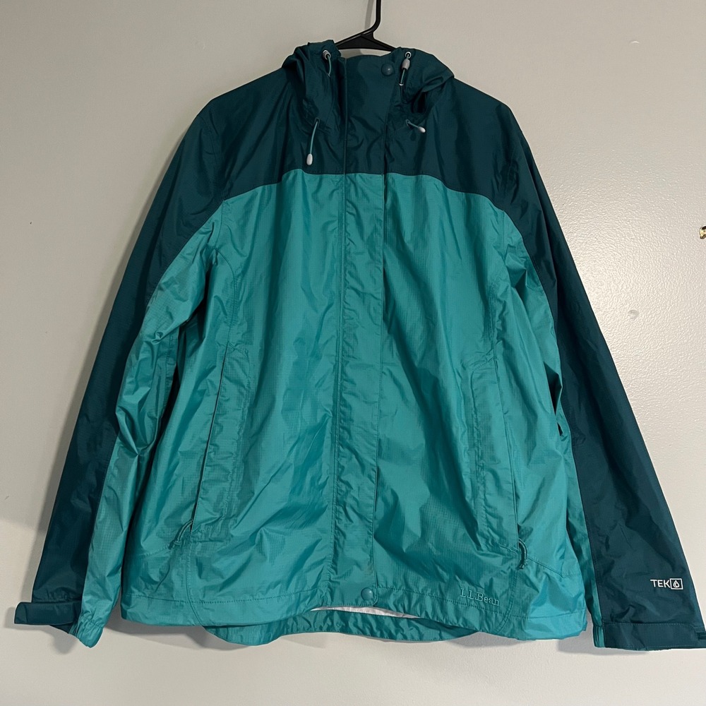 LL Bean XL Regular TEK Trail Model Rain Jacket Teal Colorblock gorpcore outdoor